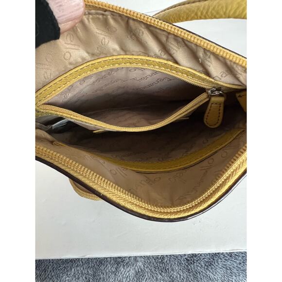 TIGNANELLO Yellow Pebble Leather Crossbody Organizer Handbag Purse - Picture 10 of 12